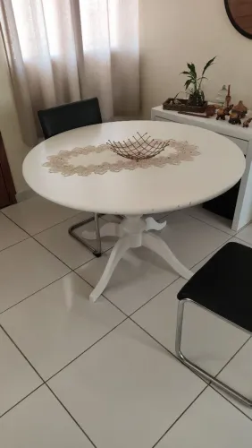 MESA REDONDA 1,35 M Tok & stok <br>Cor: Branco/Branco brilhante