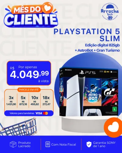 PS5 PlayStation 5 Digital + Jogos 825gb - Lacrado - Com Nota Fiscal - Garantia Sony de 1