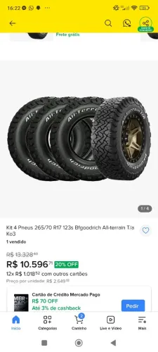 Kit 4 Pneus 265/70 R17 123s Bfgoodrich All-terrain T/a Ko2