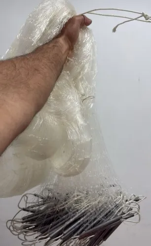 Tarrafa malha 7 argola 3500 de chumbo nylon 0.50 feita a mão 2 nó zera nunca usada
