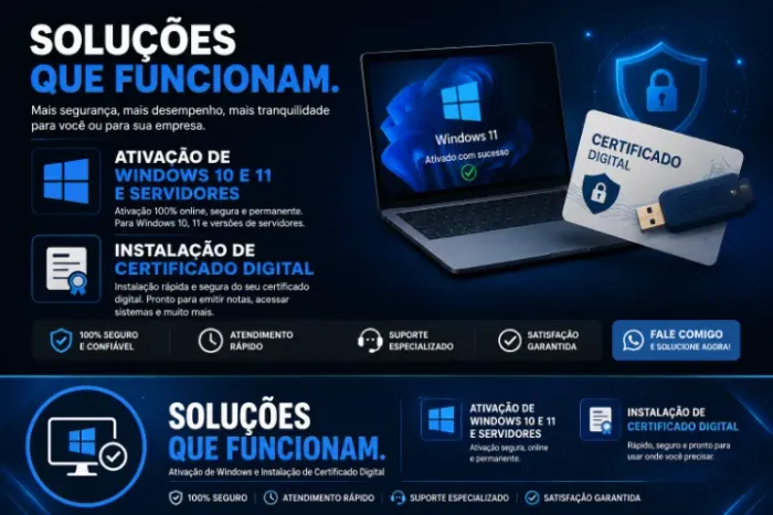 Suporte removo T.I - Ativação de Windows e Instalação de Certificado Digital