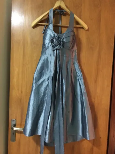 Vestido de Tafetá Prata, Tam.M.