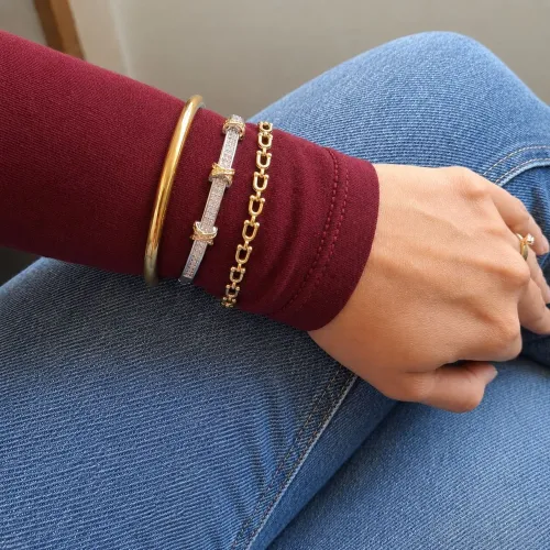 KIT 2 BRACELES + 1 PULSEIRA EM AÇO INOXIDÁVEL INSPIRAÇÃO
