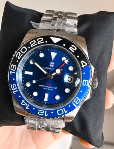 Relógio Quartzo Corgeut GMT 40 mm - Movimento Suíço Ronda 515 - Novo