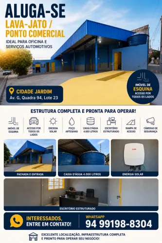 ALUGA-SE LAVA-JATO / PONTO COMERCIAL IDEAL PARA OFICINA E SERVIÇOS AUTOMOTIVOS