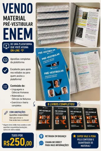 MATERIAL PRÉ-VESTIBULAR ENEM - 8 APOSTILAS PROMEDICINA | R$ 250,00