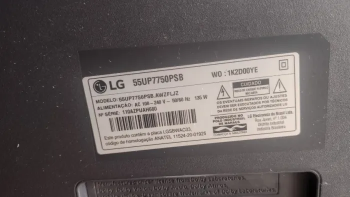 Vendo TV LG 55P7750PSB acompanha controle remoto Smart magic aparelho sem nenhum risco.