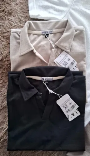 Camisas Gola polo texturizadas Zara! Top