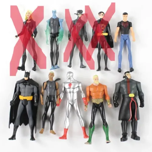 Figuras lacradas, Dc Liga Justiça Jovem, R$35 (exceto Batman e Vandal Savage R$70 cada)
