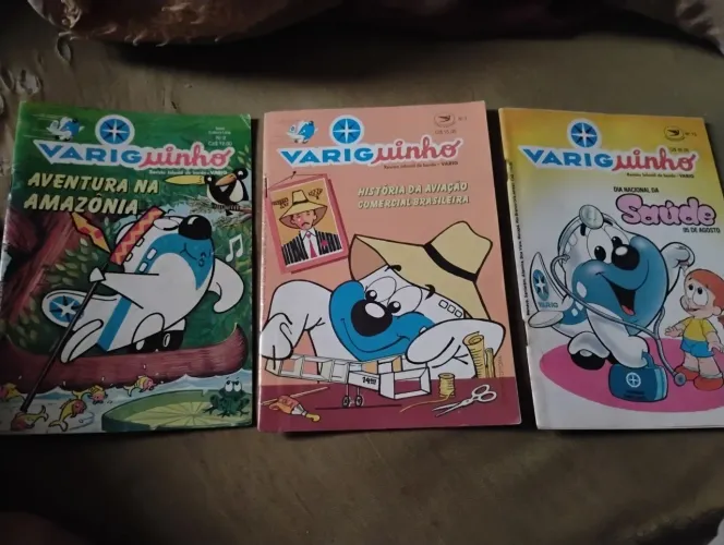Lote de 3 gibis Variguinho revista de bordo editora Ícaro números 2, 3 e 13