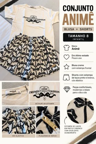 Conjunto Infantil Animê Original - Blusa e Shorts