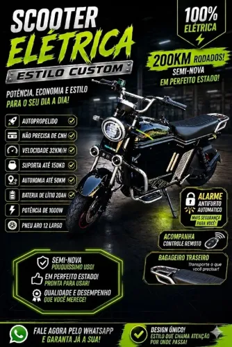 Scooter Elétrica 1000w Estilo Custom - Autopropelido