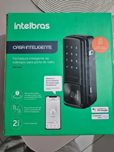Fechadura Digital Intelbras Biometrica Mfr4000 Porta Vidro De Abrir Correr Sem Furar Blind