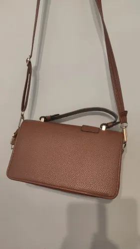 Bolsa Carteira Transversal Marrom Caramelo - Modelo Estruturado com Divisórias
