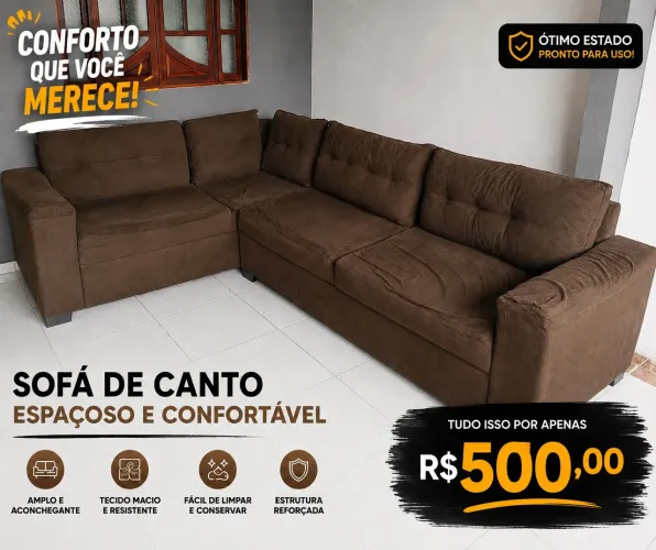 Sofá de Canto 5 Lugares em Ótimo Estado - R$500,00 (Negociável)
