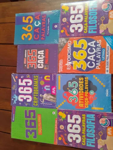 kit com 8 livros 365 caça palavras