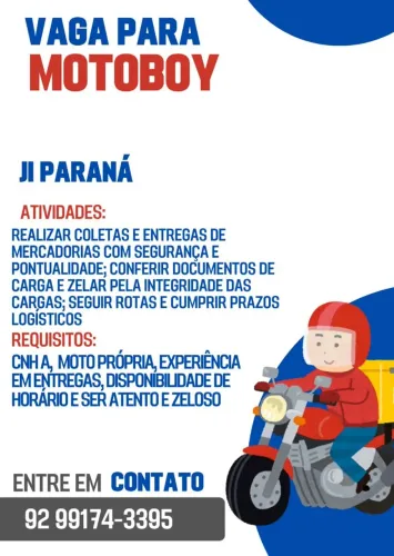 VAGA PARA MOTOBOY- JI-PARANÁ