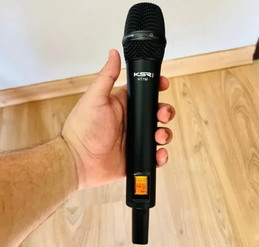 Microfone Sem Fio Duplo Profissional Recarregável Ksr KT07M