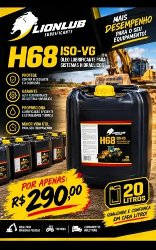 Óleo H68 lubrificante para sistema hidráulico