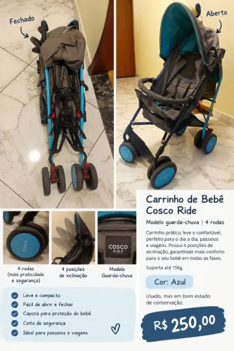 Carro de bebê guarda chuva Cosco