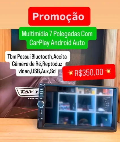 Multimidia Mp5 Carplay Android Auto Aceita Camera d Re Comando no Volante Bluetooth Carro