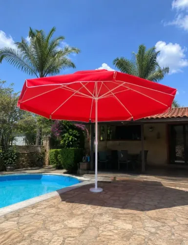 Guarda-sol Gigante 3 Metros Vermelho - Estrutura Branca Super Reforçada