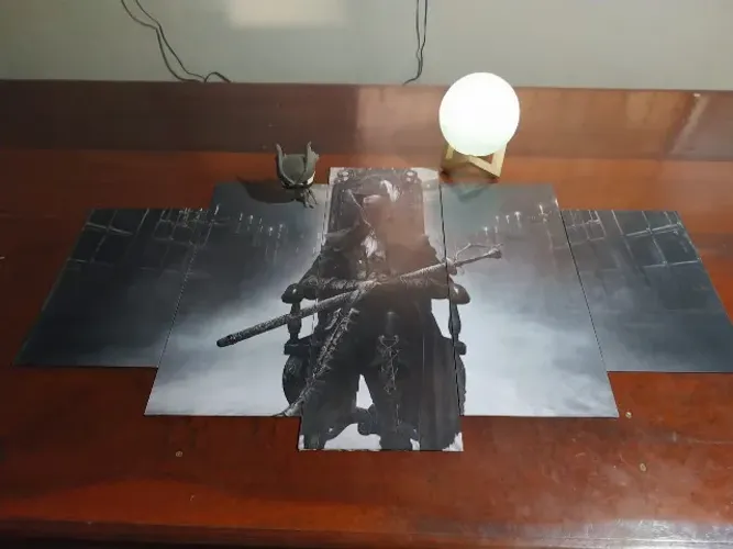 Quadro mosaico + Funk Hunter Bloodborne + Abajur Lua com 2 cores