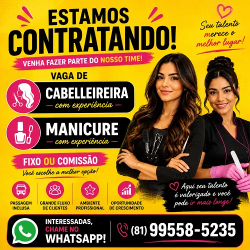 VAGA PARA CABELEIREIRA(o) E MANICURE