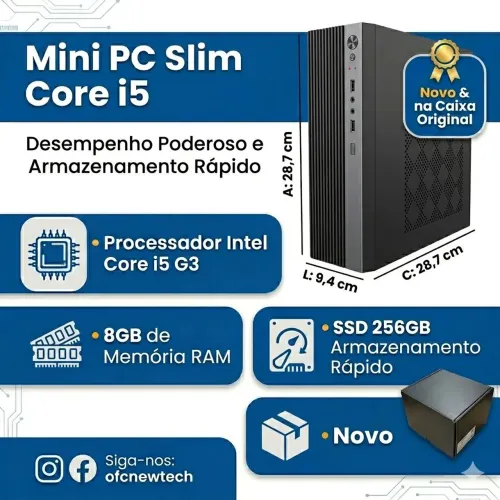 Core i5 3 Geração 8GB SSD 240 Gabinete Slim Novo Nunca Usado