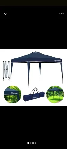 Tenda Gazebo sanfonada articulada 3x3m azul impermeável 
