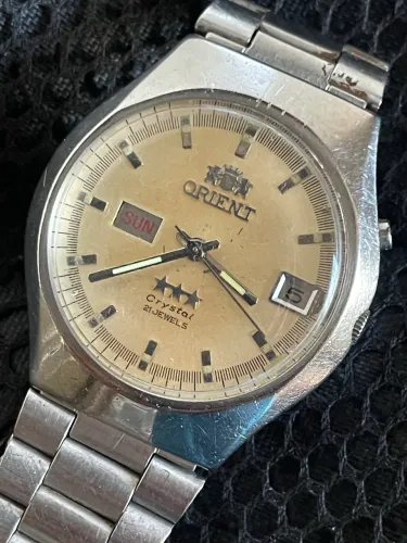 Relógio orient automático antigo duas janelas 