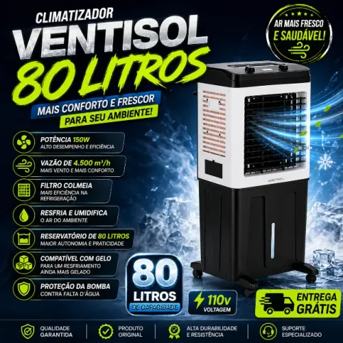 Climatizador 80 litros 110v Ventisol Lacrado Nota Fiscal 1 Ano Garantia