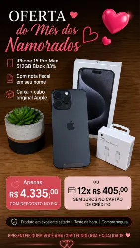 iPhone 15 Pro Max 512GB Black (Preto) na Caixa/Cabo Original