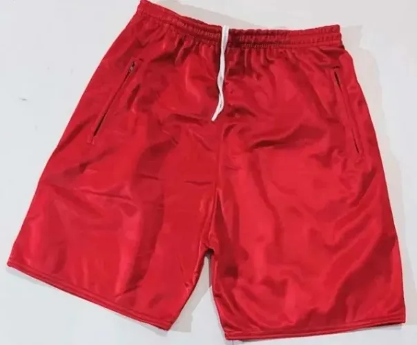Bermuda Masculina Chimpa Poliéster Vermelha Bolso Zíper P Nova