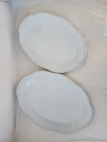 2 Bandeja retangular de porcelana 40x28