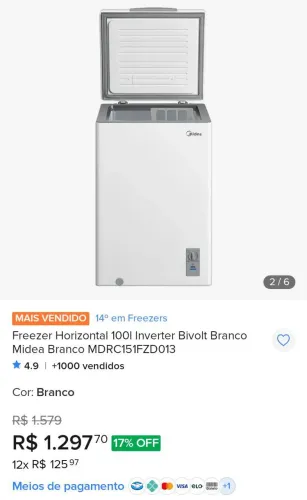 Vendo freezer horizontal 100 litros