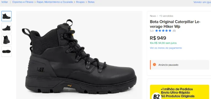  BOTA CAT PRETA COURO