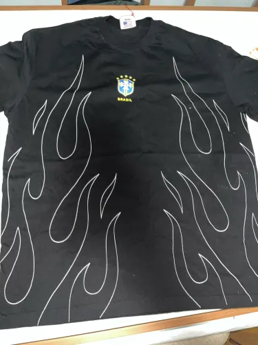 Camisa Brasil Flame Preta - Tamanho GG Oversized