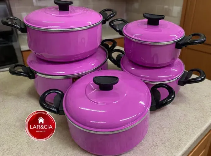 Kit de panelas 5 peças tampa de alumínio a pronta entrega 