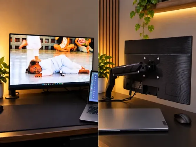 R$550,00 Monitor Samsung T35F 24 Full HD IPS 75Hz + Braço Articulado - Impecável