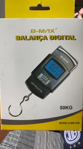 Balança Digital Portátil B-Max 50kg - Ideal para Pesca, Malas e Uso Geral