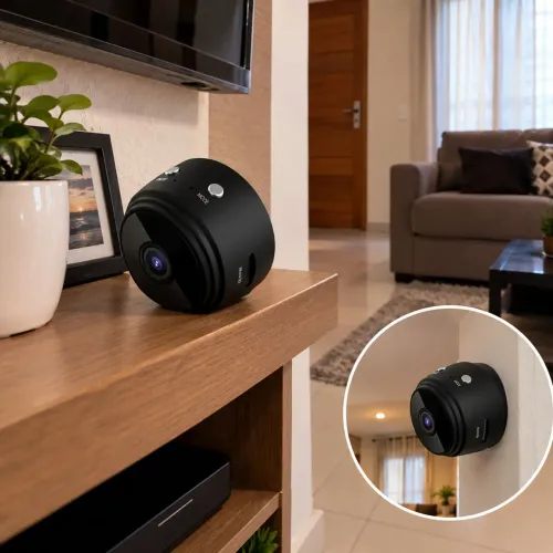 Mini Câmera de Segurança Fixa Espiã A9 Wi-Fi FullHD 90° com Suporte de Parede <br><br>