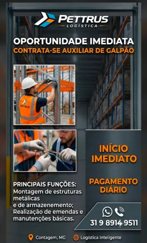 Contrata se auxiliar de galpao