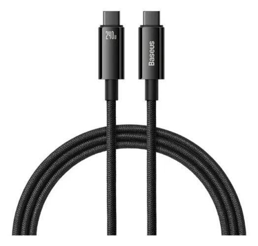 Cabo Turbo 240W Tipo C Baseus Rápido 1 Metro Para Iphone 15 16 MacBook Samsung Android