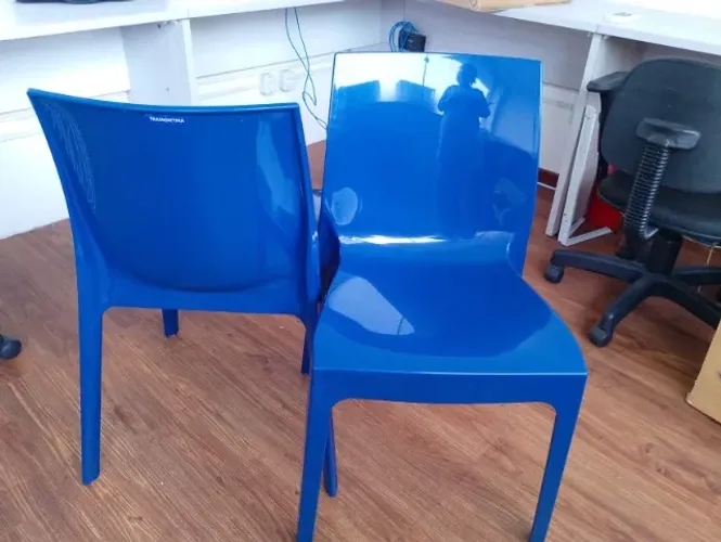 6 Cadeiras de jantar Tramontina Alice con brillo estrutura azul-yale