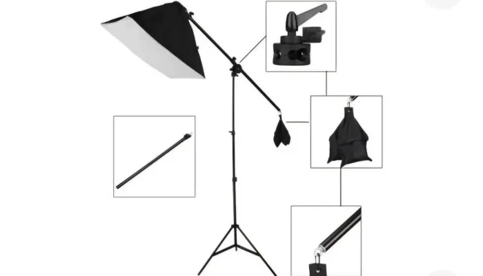 Kit lluminação Bivolt 1 Softbox 50x70 Girafa Tripé
