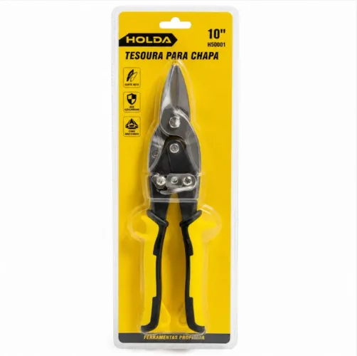 Tesoura para Chapa 10" Holda Profissional Corte de Metal Aço Reforçado