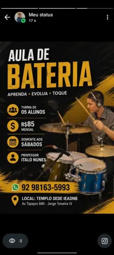 A aula de bateria