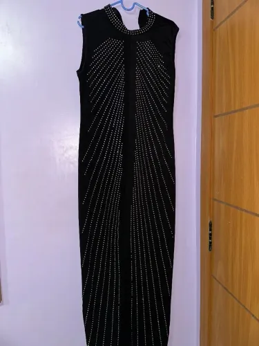 vestido de festa preto longo com brilhos - novo - tam m