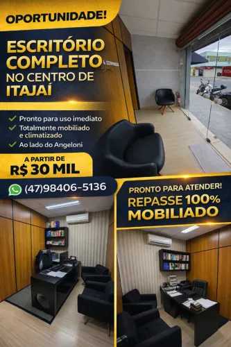 OPORTUNIDADE - ESCRITÓRIO PRONTO PARA USO NO CENTRO DE ITAJAÍ